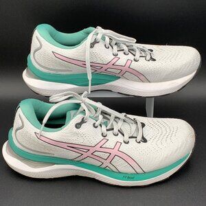 Asics Womens Gel-Cumulus Running Shoes Size 8.5 White Pink Teal Mesh Lightweight